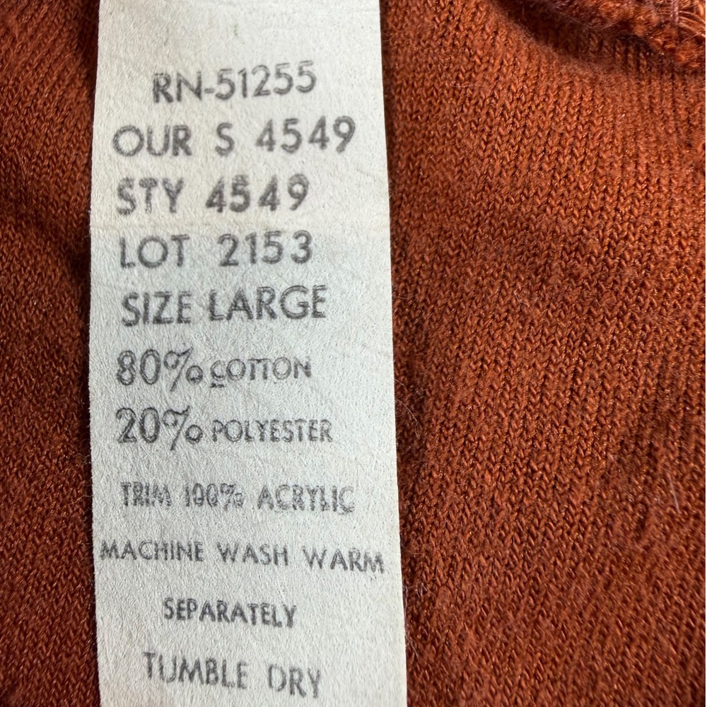 Vintage Fashion Tree Rust Brown Velour V-Neck Balloon Sleeve Sweater Large 4549 - Picture 4 of 7